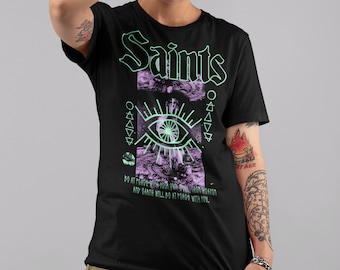 Alternative Nu Goth Clothing Streetwear Style Shirts -  Aesthetic Goth Women, Men - SAINT Graphic T-Shirt