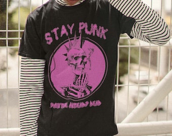 Ropa Punk Gótica Alternativa - Camiseta Gráfica Unisex Stay Punk