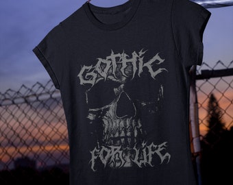 Gothic Skull Tee, Alternative Nu Goth Clothing Graphic T-Shirt