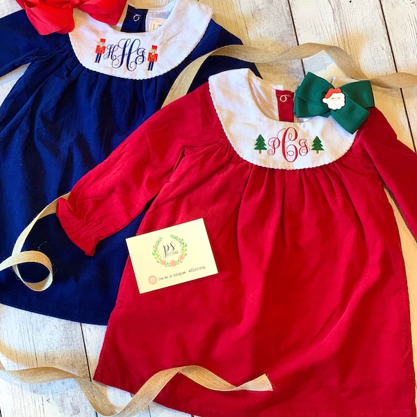 Girls and Toddler Monogrammed Christmas Dress