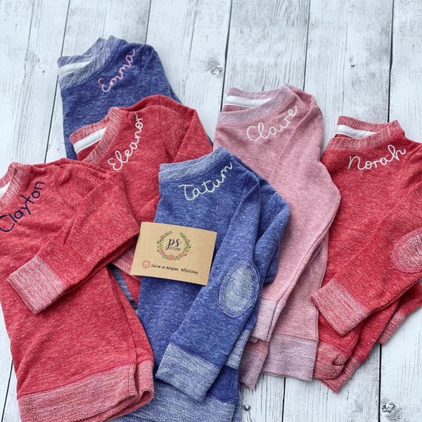 Monogrammed Collar- toddler and youth long sleeve t-shirt