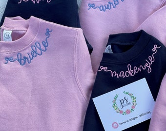 Girls Toddler Sweatshirts, Monogrammed Collar with Bows