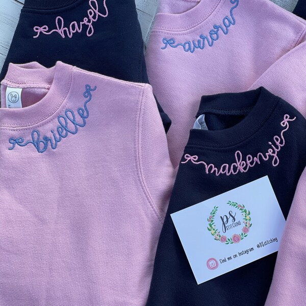 Girls Toddler Sweatshirts, Monogrammed Collar with Bows