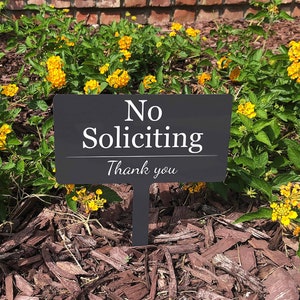 No Soliciting / No Soliciting Sign, Notice, Warning - Garden Stake, Garden Sign, Metal Yard Sign, Property Protected, Outdoor Sign