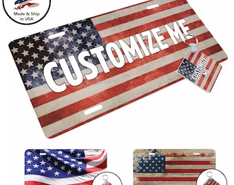 USA-Flagge Nummernschild-Besonders anfertigen Auto-Anhänger | Nummernschild vorne Personalisiertes Schild | Platte Autozubehör Custom | Geschenk zum Vatertag