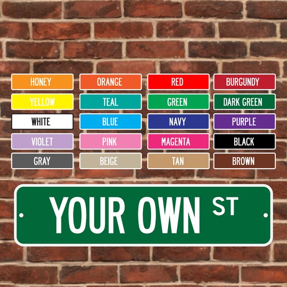 Custom Color Metal Street Sign Custom Name Your Text Street Etsy