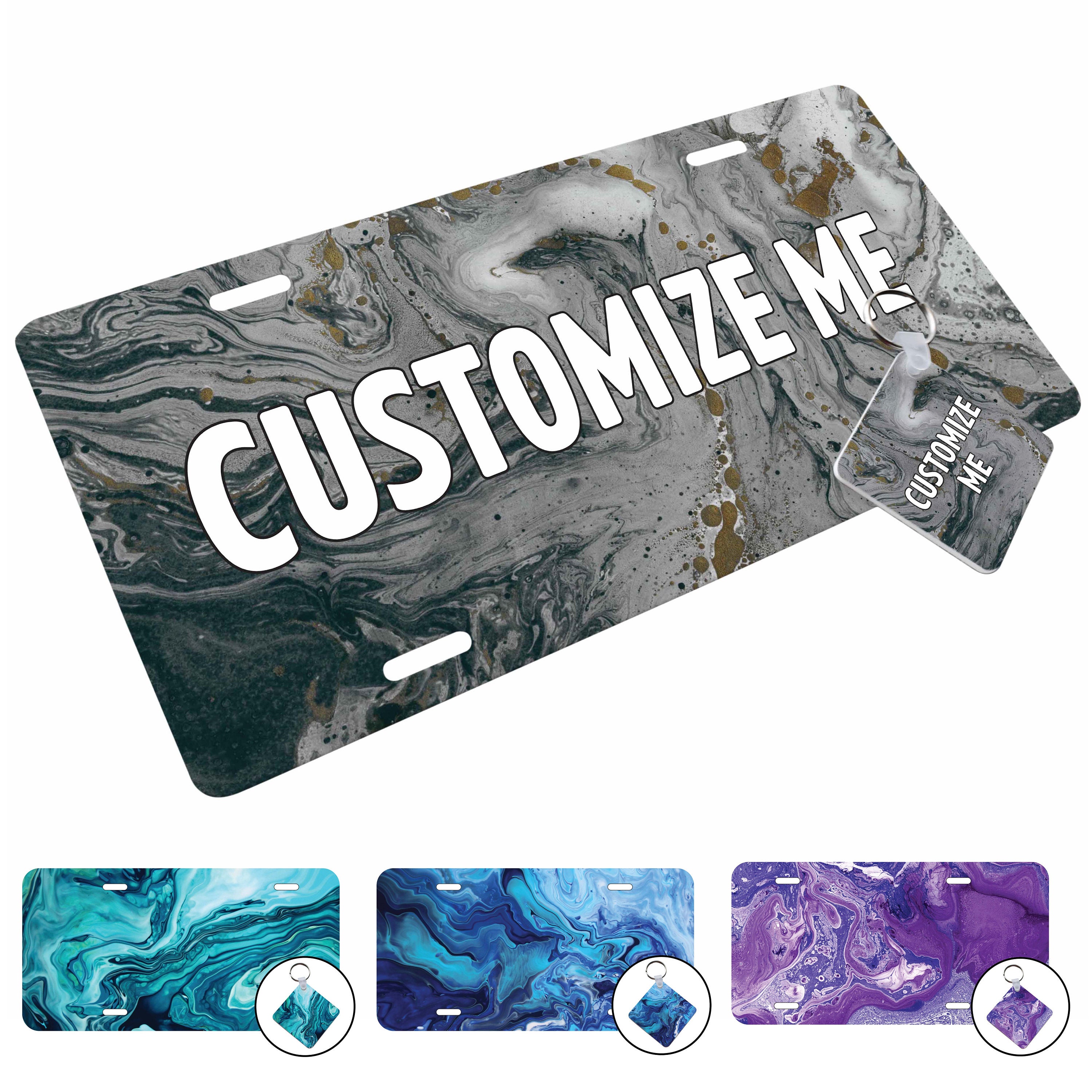 Colorful Marble License Plate-customize Car Tag | Front License Plate ...