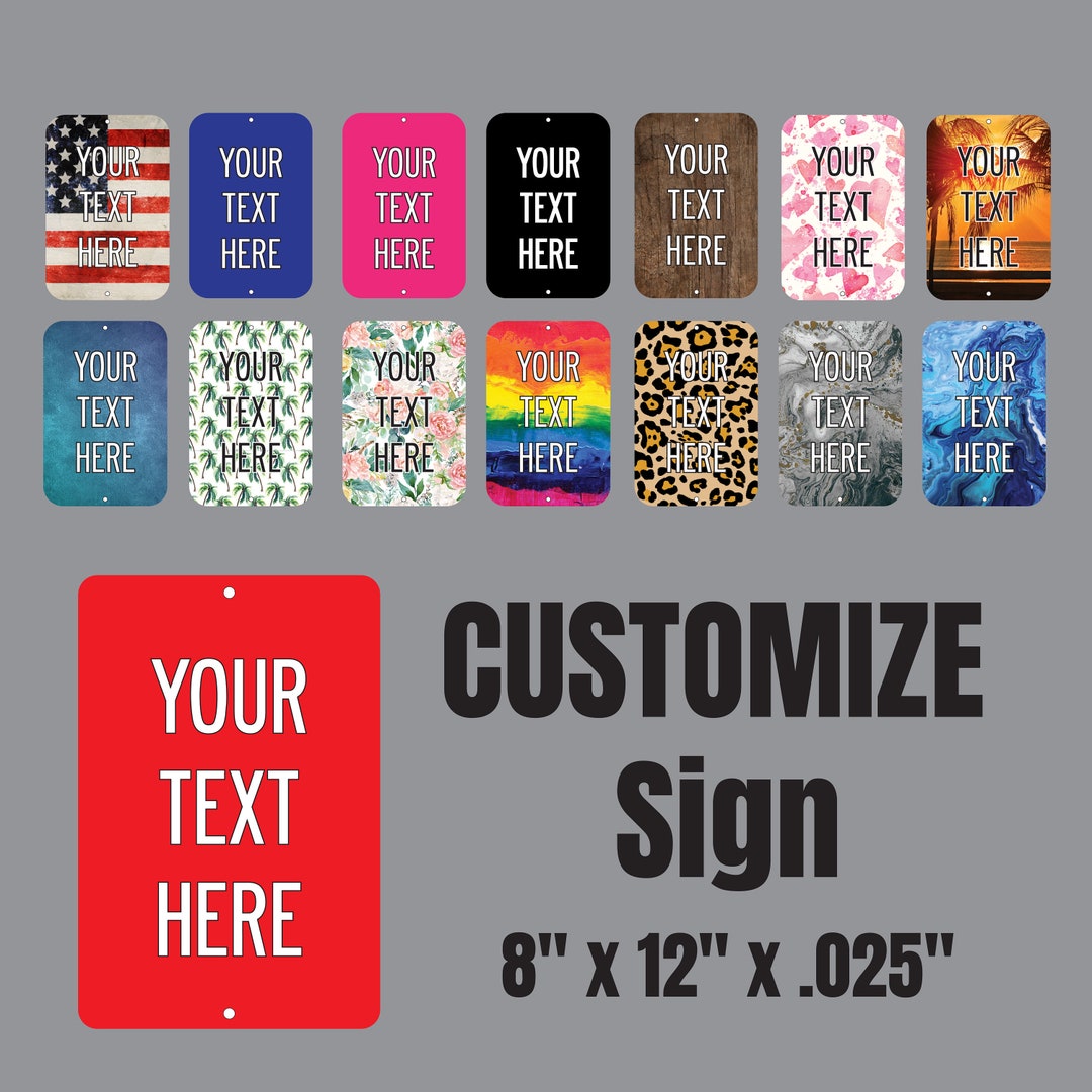 Personalized Custom Aluminum Metal Signs With Your Text, Single-sided ...