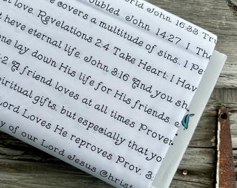 FABRIC TAKE HEART by J Wecker Frisch Scripture Heart and Love Text Verses from the Bible Quilting Fabrics Cotton Riley Blake Designs