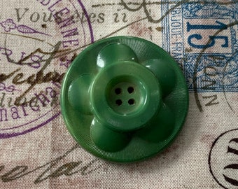 Sewing 19 Fancy Green Buttons 2 hole Funky Accent Carved Assorted Round Pine Green Large Vintage Celluloid type Destash Olive Green