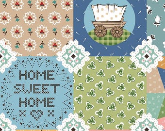 Tela de algodón de 108" de ancho en la parte posterior, diseño de edredón Prairie Home.