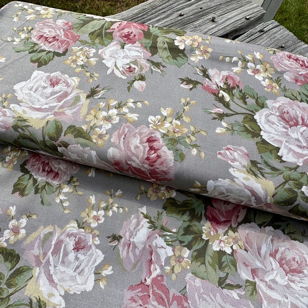 FIRST BLUSH Laura Berringer Marcus Bros. for Quilting and Apparel Fabrics Beautiful Vintage Text Designs Floral Blush Roses