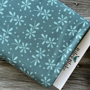 SEWING SEEDS lll by J Wecker Frisch Teal Blue Eyelet Floral design from Riley Blake Designs Collection in photos
