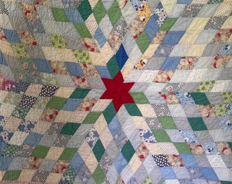 1930年代のパッチワーク手縫いキルトアンティークキルトコットン69 x