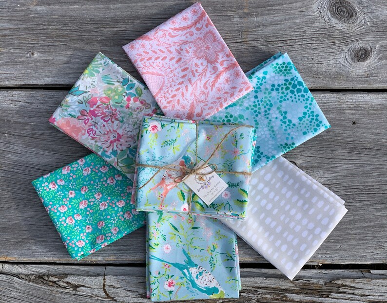 Free Spirit Fabrics Adelaide Grove by Dena Designs Parakeet Park Aqua Quilting Fabric Sewing Fabrics