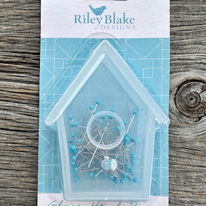 PINS GLASS HEADS by Lori Holt of Bee in my Bonnet 60 Fine 1.4 inch Pins for Riley Blake Designs Birdhouse Plastic Shape Case