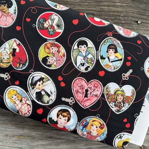 HARTVILT STOF van J Wecker Frisch Valentine Vintage kinderen Puppy Hearts and Love Quiltstoffen Katoen Riley Blake Designs
