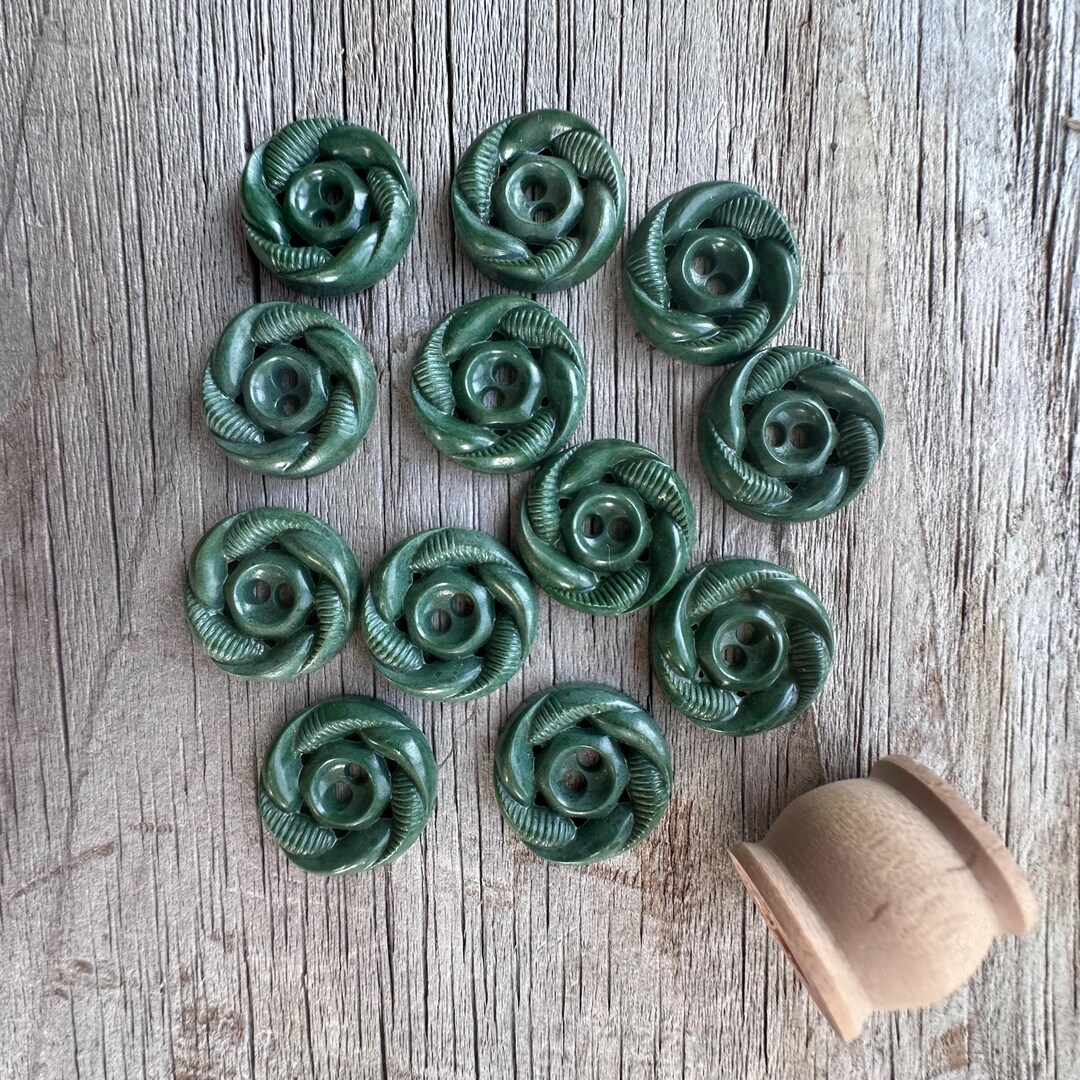 Fancy Spools Buttons Vintage Fancy Green Plastic, Old Spool - Etsy