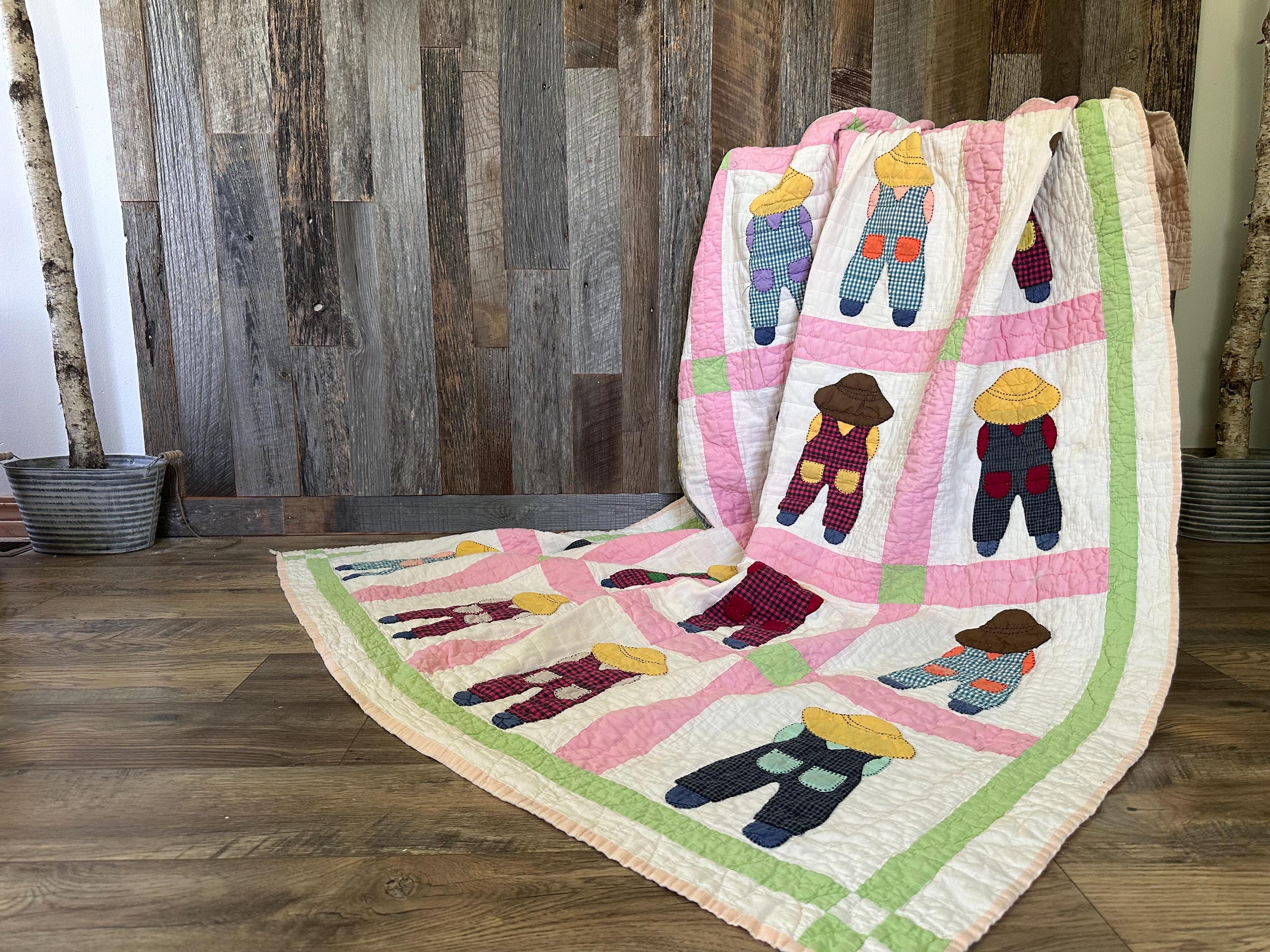 1940年代のパッチワークアップリケ手縫いキルトアンティークキルト