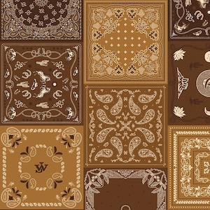 TISSU JOHN WAYNE Bandana de cow-boy de l'ouest américain Riley Blake Designs