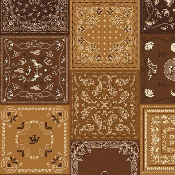 FABRIC JOHN WAYNE American West Cowboy Bandana Riley Blake Designs