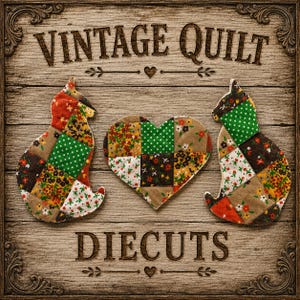 Die Cut Shapes, Cat Patches, Applique Patches Handmade Set of 3, Quilt Patch