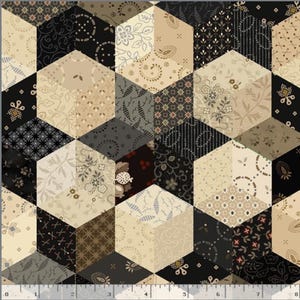 Fabric by the Yard,  Pam Buda, Patchwork Cheater Quilt,  Black Sheep Patchwork Stars,    Marcus Fabrics