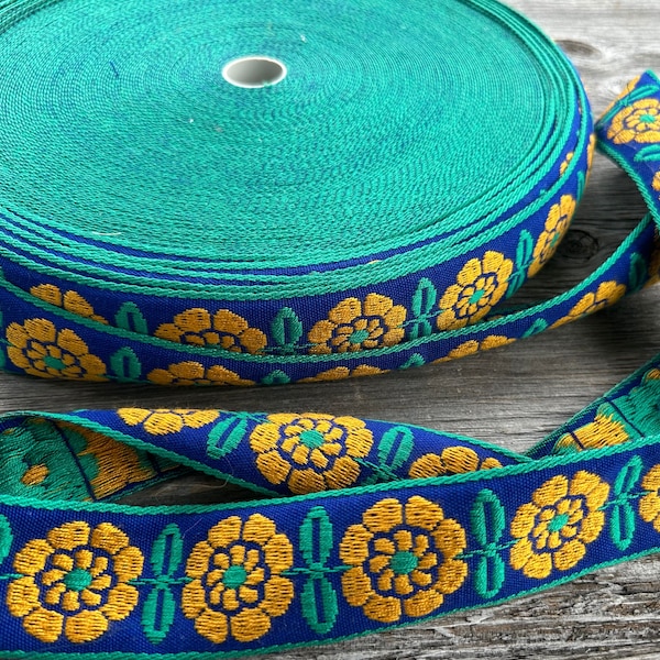 Vintage Cotton Trim by the Yard Bundle Retro Style Flower Trim 1980's Nice Quality For Handle Belt Guitar Strap 2 inches Wide Woven