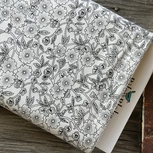 SEWING SEEDS lll by J Wecker Frisch with black and white floral design from Riley Blake Designs Collection in photos