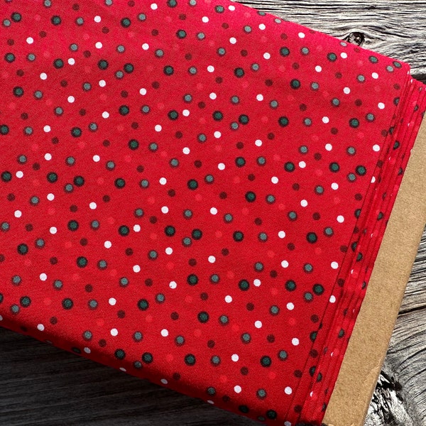 Christmas Sale Fabric Polka Dots Red Green White Cotton Quilting Sewing Crafts Great Price