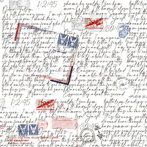 May include: A white background featuring handwritten script, postage stamps, and patriotic flag imagery. The design includes the dates 1/2/45 and 9/30/45, along with the text "Dear Folks". This vintage-style design is suitable for scrapbooking or crafting.