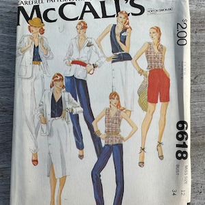 Vintage McCall&#39;s UNCUT Sewing Pattern 6618 1970&#39;s Size 12 Bust 34 Pants Skirt Top Jacket 1979
