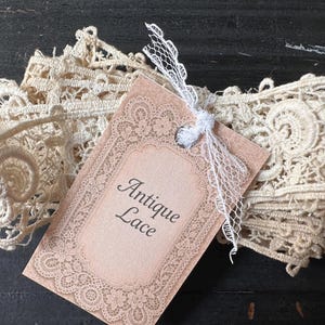VINTAGE and NEW LACE Antique Cotton Heirloom Laces Size 13x1.5 and 54x1.5 inches 2 piece bundle