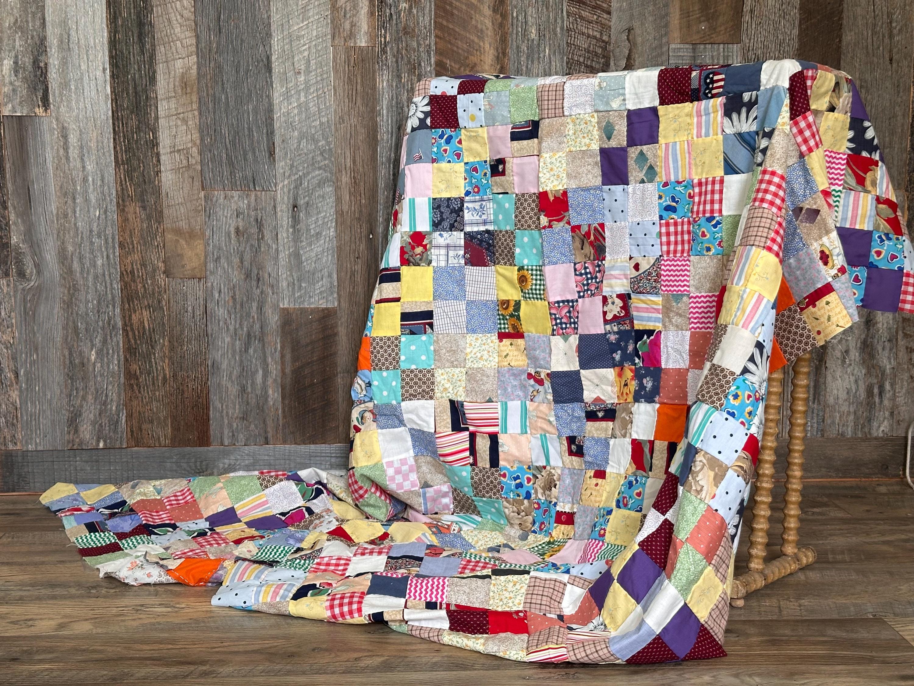 Lot De 240 Blocs De Patchwork Cousus Main Vintage - Antiquité, Fait Main Aux USA