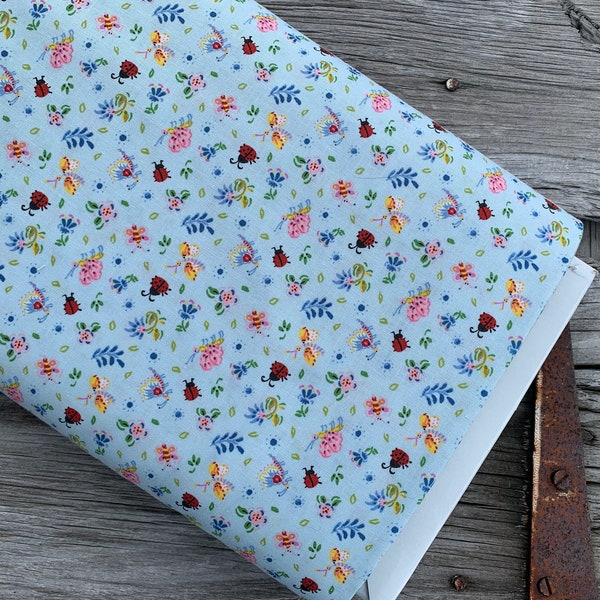 Free Spirit Fabrics Dena Designs LADYBIRD Pattern Pink Flowers and Lady Bugs Fine Cotton Fabric for Quilting Crafts Sewing