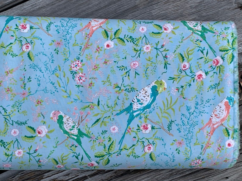 Free Spirit Fabrics Adelaide Grove by Dena Designs Parakeet Park Aqua Quilting Fabric Sewing Fabrics
