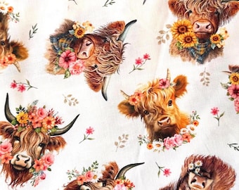 FABRIC TIMELESS TREASURES Highland Kuh Nähzubehör Quilten Bekleidung Baumwolle