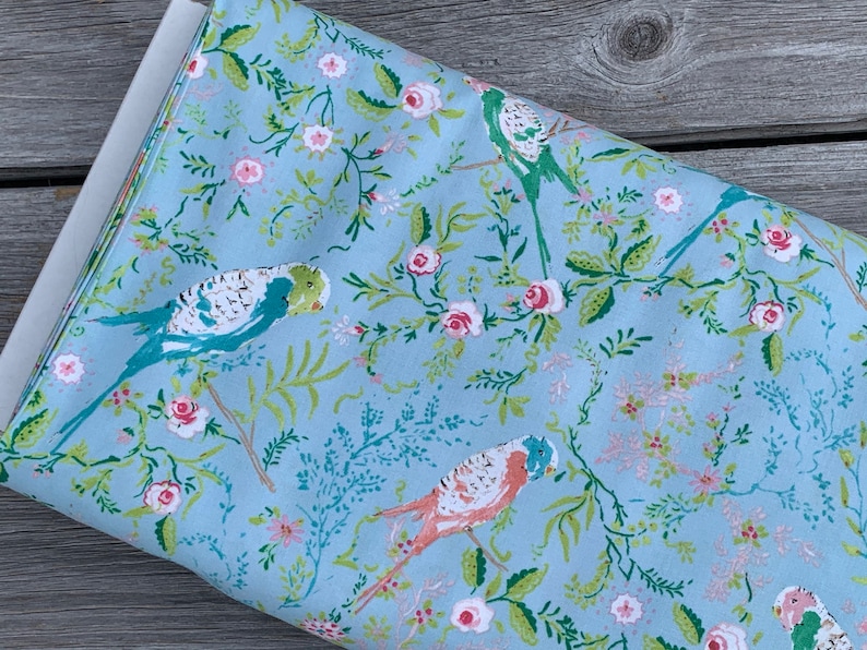 Free Spirit Fabrics Adelaide Grove by Dena Designs Parakeet Park Aqua Quilting Fabric Sewing Fabrics