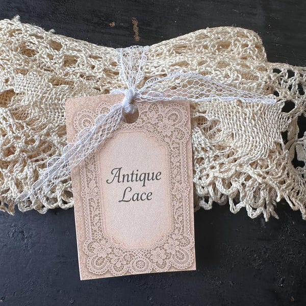 VINTAGE en NIEUW KANT antieke katoenen erfgoedveters Afmeting: 60 x 2,5 inch