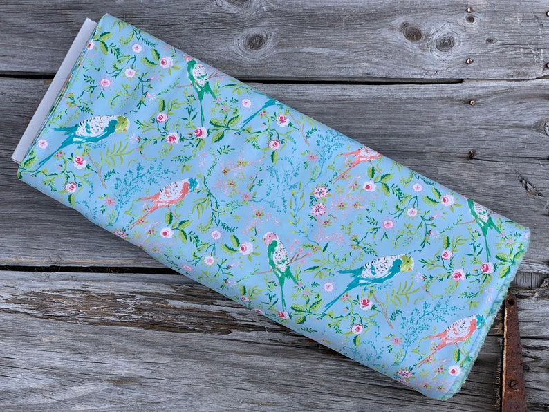 Free Spirit Fabrics Adelaide Grove by Dena Designs Parakeet Park Aqua Quilting Fabric Sewing Fabrics