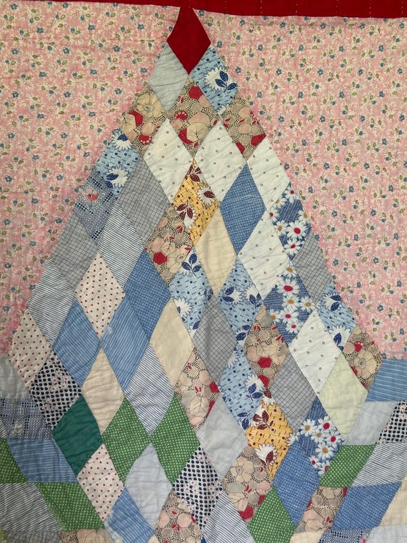 1930年代のパッチワーク手縫いキルトアンティークキルトコットン69 x