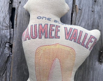 Antique Grain Sack Handmade Chicken Pillow Farmhouse  Decorative Pillow Home Decor Cotton