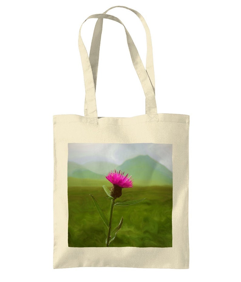 Scottish Art Cotton Tote Bag Tote Bag Grocery Tote Bag Shopping Shoulder Tote Bag: Scottish Thistle Artwork Scotland Art Design