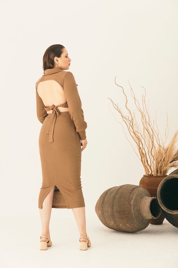 Backless Stylish and Unique Blouse and Pencil Skirt Co ordinate Etsy