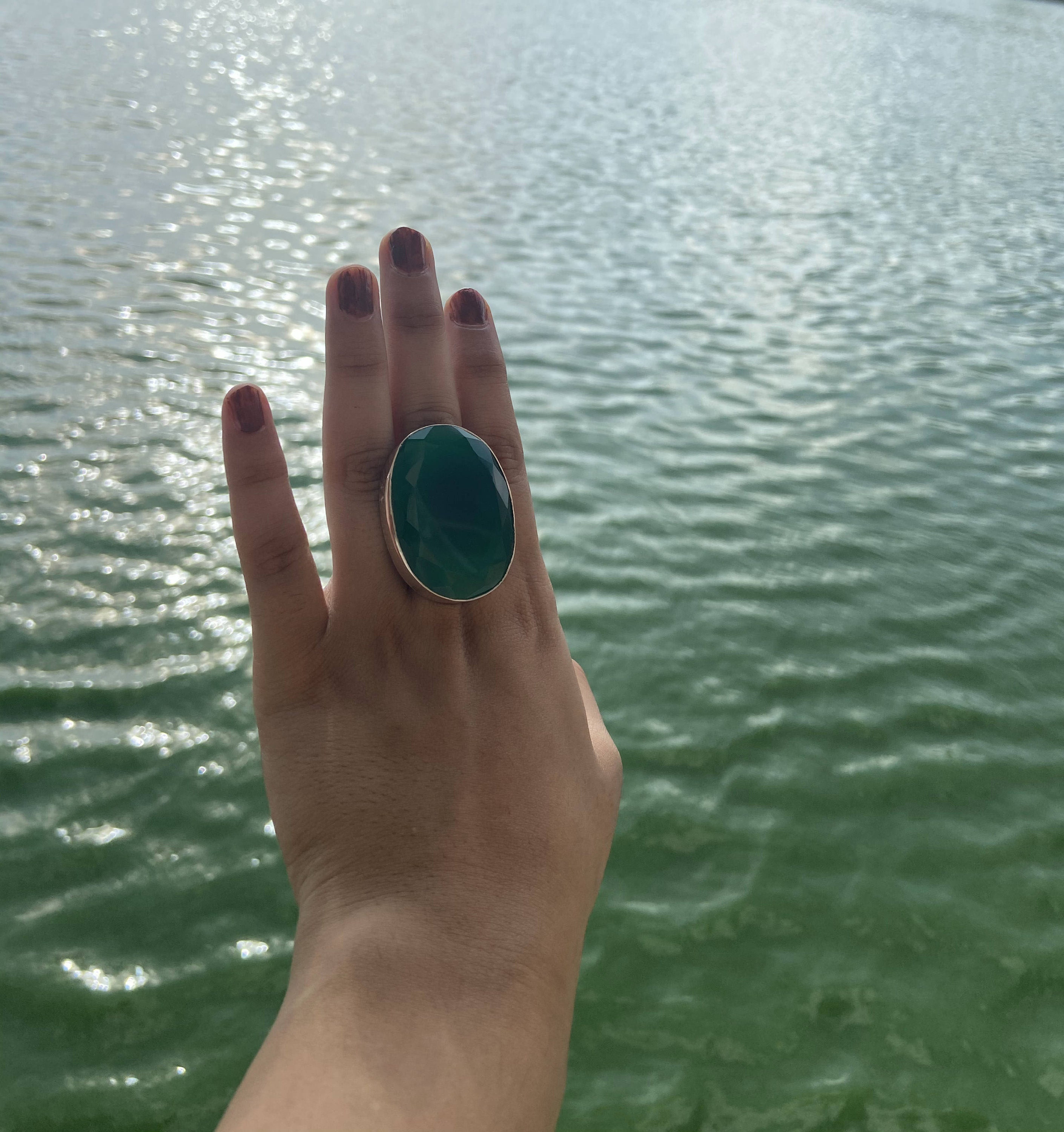 Green Onyx Rings 925 sterling Silver Rings Big size Designer Etsy