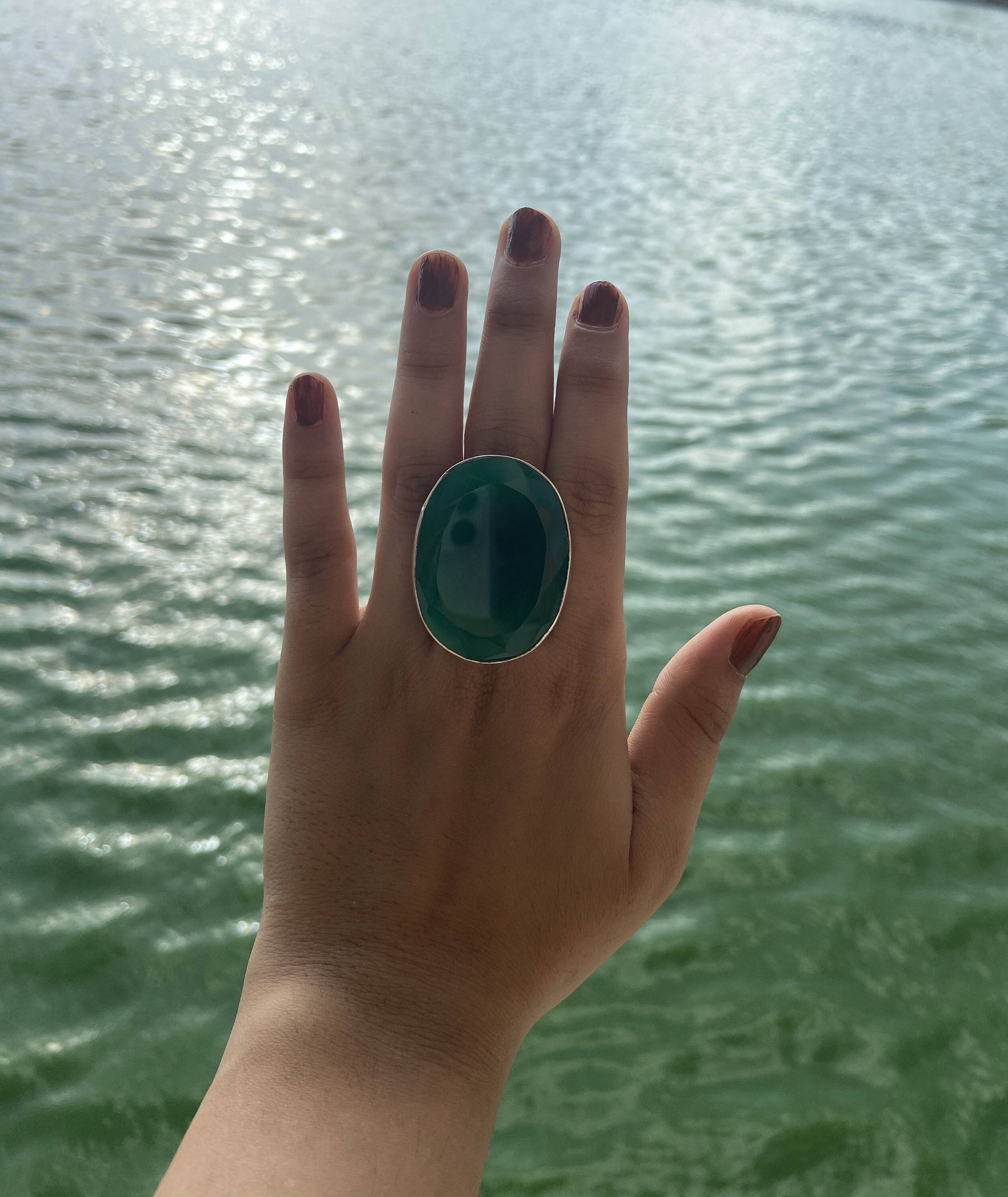 Green Onyx Rings 925 sterling Silver Rings Big size Designer Etsy