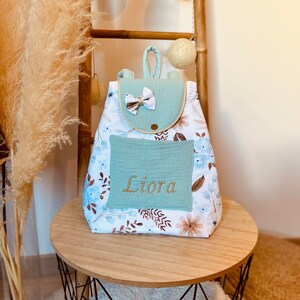 Personalized children's backpack printed cotton version, with first name, customizable, backpack to personalize first name. Nursery / Nanny / school