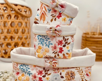 Baby storage baskets in OEKO TEX cotton with knot and edging.