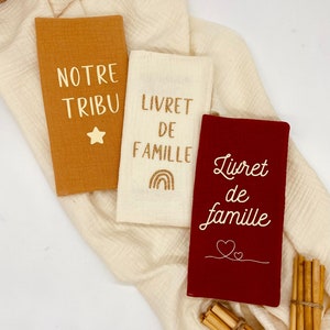Personalized family booklet protector in OEKO TEX double cotton gauze