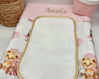 Printed cotton changing mat cover WITH first name embroidery